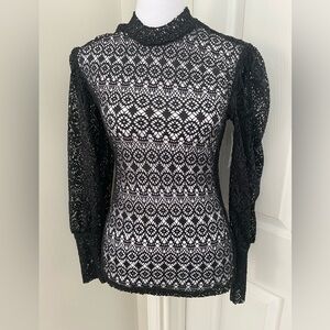 Black Sheer Lace Women's Top Ardene Size Medium